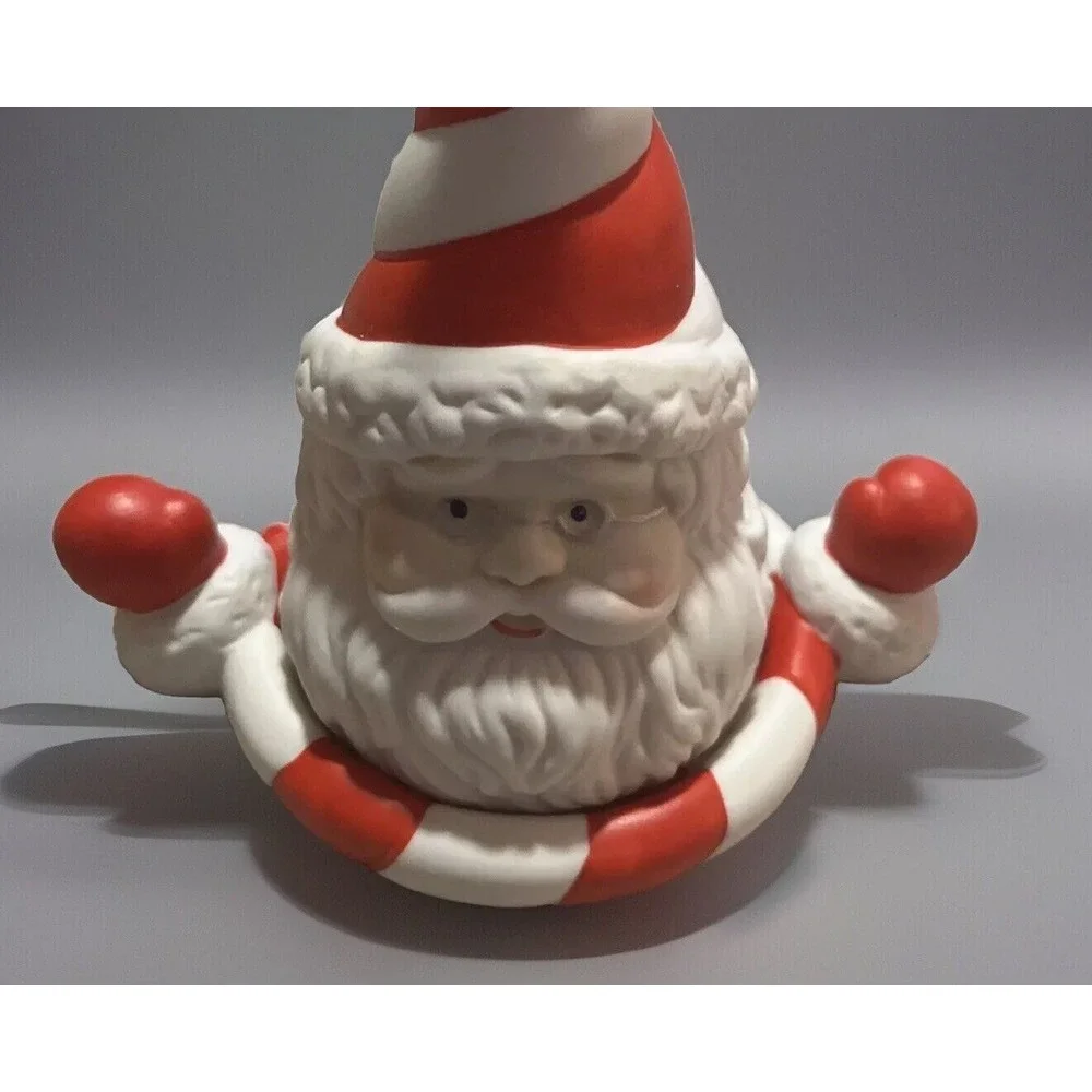 Partylite Retired Ceramic Peppermint Santa Christmas Candle Snuffer - EUC‎ - Picture 3 of 9